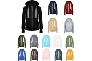 HAOLEI 2024 Sweat Zippé Femme à Capuche Sweatshirt en Polaire Manches Longues Veste Casual Couleur Unie Oversize Manteau Pas Cher Y2K Hoodie Grande Taille Streetwear