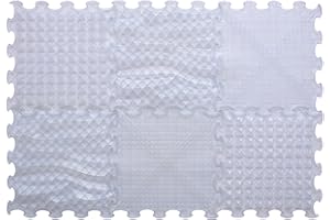 ORTOTO 6 Piece Massage Sensory Puzzle Mats - Orthopedic Game Mat for Kids and Adults, Sensory Play, Interlocking Floor Tiles, Children's Play Mats, Game Mat Set (ICE)