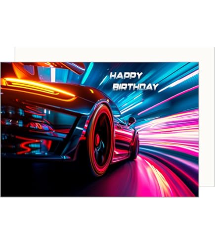 Blue Race Car Boy Birthday Party Thank You Card