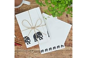PAPER HIGH Elephant Dung Letter Writing Set - 20 Sheets of A5 Recycled Paper and 10 Envelopes - Letter Writing Stationery Sets - 12.5cm x 18cm - Genuine Elephant Poo - Fair Trade and Handmade Elephant Gifts for Men and Women