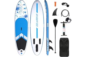 WelandFun Inflatable Stand Up Paddle Board 320x83x15cm Premium All Round SUP Paddle boards with Non-Slip Deck, Pump, Adj Paddle, Leash, Waterproof Backpack for Youth & Adult