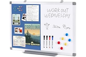 ‎S SWANCROWN Swansea Whiteboard Magnettafel und Pinnwand Blau mit Aluminiumrahmen,Whiteboard Pinwand Kombi für Wohnung, Büro, Küche und Schule, 60X45cm
