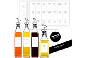 v2croft 126 Öl- und Essigetiketten für Flaschen, minimalistische, weiße, matte Aufkleber, wasser-/ölbeständige Aufkleber für Quetschspender, Küche, Speisekammer und Kühlschrank-Organisation