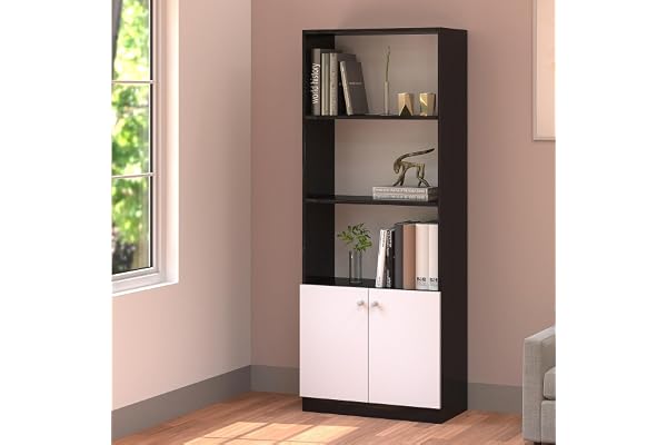 Callas Wooden Bookshelf with Display Unit Cabinet Engineered Wood Bookcase for Living Room, Bedroom, Office Modern Display Shelf Organizer for Books & D cor - Gifting (BR-22-Black)