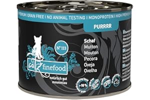 catz finefood Purrrr Monoprotein karma dla kotów mokra nr 113, dla kotów wrażliwych na odżywianie, 70% zawartości mięsa, puszka 6 x 200 g