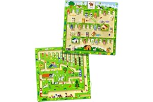 PPOTYO 2 in 1 Magnetic Color and Number Maze Magnet Alphabet Counting Car Puzzle Double Sided Board Fine Motor Skills Montessori Educational Preschool Toys for Boys and Girls (Dog)