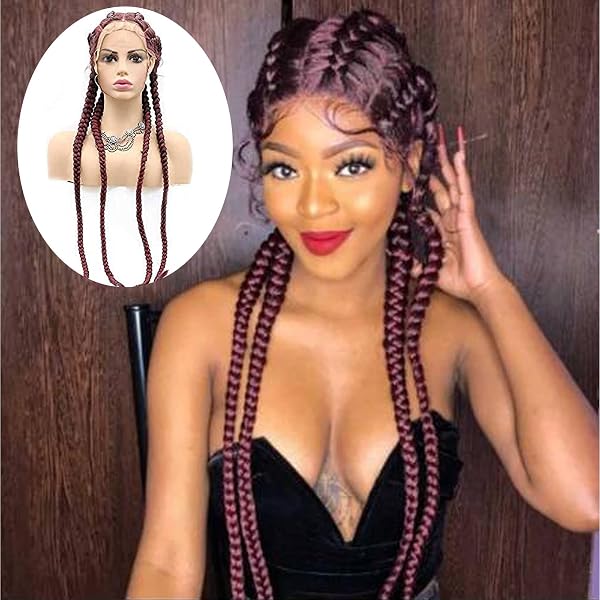 Synthetische Ombre-Blond Perücke Mit 4x Twist Zöpfen & Spitzenfront – 1B/30, 32 Zoll