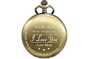 TREEWETO Taschenuhr für Meinen Sohn Gravierte Taschenuhren - für Sohn von Mutter, Geschenk für Abschlussfeier Weihnachten, Valentinstag, Geburtstag