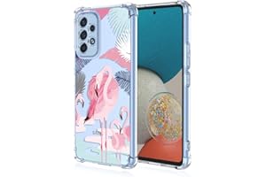 RankOne Coque de Téléphone Convient pour Samsung Galaxy A53 5G (6.5" inches) Transparent TPU Silicone Color Drawing Pattern Case - Flamant Rose 2