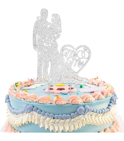 Teenyyou 1 Pcs Mr & Mrs Cake Topper Roses & Leaves Wedding Cake Toppers...