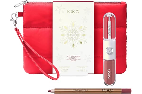 KIKO Milano Snow-Kissed Holiday My Perfect Combo Lips Gift Set-02, Coffret Cadeau Maquillage Des Lèvres : Unlimited Double Touch Et Crayon À Lèvres
