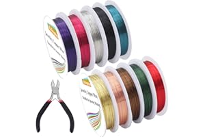 EuTengHao 10 Packs Bijoux En Cuivre Artisanat Fil Bijoux Perles Fil pour Bracelet Colliers Boucle D'oreille Fabrication de Bijoux Fournitures (10 Couleurs, 26 Gauge)