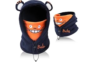 TAGVO Wintermütze Beanie Hut Schal Set für Kinder, Winter Warm Weiches Schlupfmütze, Warm Mütze und Schal Set für Jungen Mädchen 3-10 Jahre, Schalmütze Niedlich Beanie Cap mit Fleecefutter