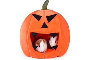 ONEJU Guinea Pig Bed, Guinea Pig Hideout, Rabbit Bed, Bunny Hideout, Halloween Style Guinea Pig Bed for Guinea Pig, Bunny, Chinchilla, Ferret, Rabbit and Other Small Pets - Halloween Pumpkin