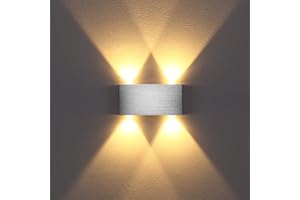 LIGHTESS Nowoczesna lampa ścienna LED do wnętrz, oświetlenie ścienne Up Down z aluminium do salonu, sypialni, na klatkę schodową, korytarz (ciepła biel 4 W)