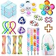 22 Pcs Fidget Toys Pack for Kids and Adults, Sensory Fidget Toys Set Stress Reliever Anxiety Relief Toys, Pop it Bracelet Educational Toys Gifts with Storage Bag for Birthday Party Favour Bag