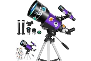 HUGERSTAR Teleskop Astronomie, 70/300mm Refraktor Teleskop für Kinder und Einsteiger, Teleskop Astronomie Profi für Erwachsene mit Stativ & Mondfilter zur Beobachtung von Mond und Landschaften