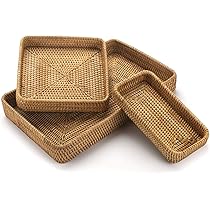 Vassoio da portata in Rattan in Rattan naturale intrecciato a mano carrello da B