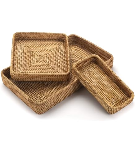 Vassoio Rotondo In Rattan Intrecciato A Mano 22 Cm - Porta Snack, Frutta, Decorazione Rustica Per La Casa