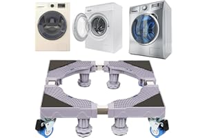 Ikodm Verstellbare Waschmaschine Sockel Untergestell mit 8 Füße & 4 Räder, Breite 40-68cm Waschmaschine Sockel Waschmaschinenständern, Einsrellbare, mobile Basis für Kühlschrank Trockner