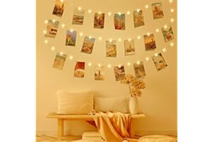 VANDABAO Luci Per Foto 5M 50LED, Lucine Decorative Camere Filo Appendi con 50 Mollette, Decorazioni Interno Per Matrimonio Compleanno Porta Albero natale