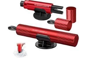 BOBOPACK Gurtschneider Notfallhammer, Autoscheiben Hammer und Sicherheitsgurt Schneider, Tragbarer, Kompakter Gurtschneider und Glasbrecher, für Rettung zu Land und zu Wasser (Rot)