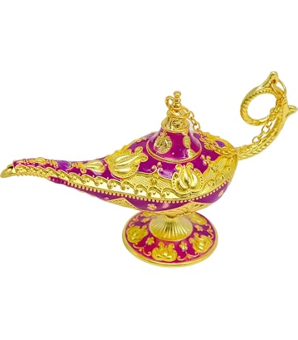 Lampe Magique Aladin En Alliage De Zinc – Génie 3D Relief Vintage, Décoration Mystique 11,5 X 7,5 Cm