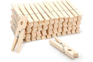 Zeno Pinces à Linge en Bois – Lot de 50 Pinces 7,5 cm avec Ressort Antirouille, Pinces a Linge Bois, Solides pour Étendre Le Linge, Extérieur, Photos & Loisirs Créatifs