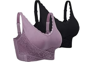 iClosam Sujetador Deportivo Mujer Encaje Sujetadores Mujer con Almohadillas Extraíbles Bra Deporte Sin Costuras 1/2/3 Piezas para Gimnasio Yoga Bailar Fitness L-3XL