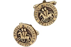 THE MASONIC COLLECTION - Rustic Bronze Round Knights Templar Seal Antique Cufflinks - Bronze plated - Freemason Gift For Men