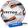 Vector X Venomous Machine Stitched PVC Material Soccer Football + Free Pump + Air pin|Training|Sports|Practice|Indoor & Outdoor|Durable Water-Resistant ball for Youth, Men, Adult (White-Orange)Size -5