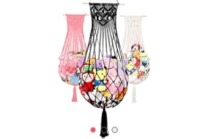 Amdermi Kuscheltier Aufbewahrung zum Wand Aufhängen Kinderzimmer Plüschtier Aufbewahrung Makramee-Plüschtier-Netz oder Hängematte(Schwarz)