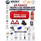 NKSKY EVA &Ccedil;antalı 45 Par&ccedil;a Trafik Seti T&Uuml;VT&Uuml;RK Uyumlu İlk Yardım Seti | TSE Onaylı ve CE Belgeli | Yeni Mevzuata Uygun (Kırmı