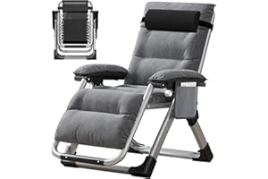 MOPHOTO Zero Gravity Liegestuhl, Gartenliege klappbar, 200 kg Traglast zusammen mit Polster und Seitentasche, perfekt für Nickerchen, Relaxliege, Gartenliege, Balkonliege, Terrassenstuhl(Grau)