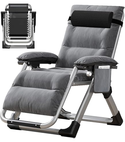 KESSER Chaise longue pliable et résistante aux intempéries - Charge maximale : 200 kg - Rembourrage ergonomique - Extra large - Dossier réglable - Avec coussin de nuque et porte-gobelet - Anthracite