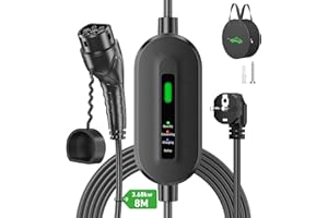 EVJUICION Chargeur Voiture Électrique Type 2, [8M, 16A, 3.68kW], Chargeur Type 2 Portatif, Cable Type 2 Recharge Voiture Électrique, IP67, IEC 62196-2 (8Mètre)