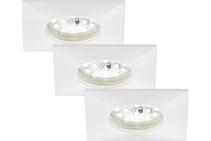 Briloner Leuchten 7205-036 Encastrable LED 230v, plafonnier, spots,lampe de salle de bain, carré, Plastique, 5 W, Blanc, 3er Set