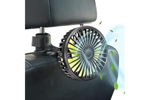 Qidoe Ventilatore USB per Auto: Portatile Ventola Veicolo 12V Ventilatori Aria di Raffreddamento con 3 Velocità Rotazione a 360 ° Ventole per Camper,Camion,Sedile Posteriore Passeggeri,Pet