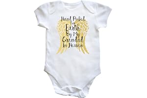 Hippowarehouse Hand Picked for Earth by My Grandad in Heaven Baby Vest Bodysuit (Short Sleeve) Boys Girls White