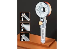 HAPPUP Słuchawka prysznicowa oszczędzająca wodę z 3 rodzajami strumienia, zwiększająca ciśnienie, słuchawka prysznicowa z filtrem przeciwkamieniowym, deszczownica, oszczędzająca wodę z funkcją zatrzymywania,