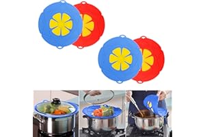 VENGA AMIGOS 2 Pcs Spill Stopper Lid Cover,Reusable Boil Over Spill Stopper,Silicone Spill stopper for Microwave and Pans,10" in Multi-Function Kitchen Tool (Red And Blue)