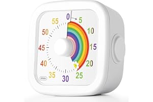 HOTUT Temporizador Visual,60 Minutos Temporizador de Cuenta Regresiva,Herramienta de Gestión del Tiempo para Niños y Adultos,con Estuche de Protección para Aaula,Cocina,Arcoíris