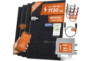 Centralina da balcone Solarway 1740W 1600W presa completa, 4 x 435W moduli JaSolar, 2 x Deye inverter con APP&WiFi + accessori, Plug&Play (1600 Watt, senza staffa)