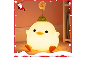 Okayera Dodo Duck Night Light, Cute Flower Duck Lamp, Portable Rechargeable Timer Dim + USB, LED Silicone Bedside Kids Bedroom Decor, Best Birthday Easter Gift