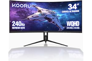 KOORUI Ultrawide böjd spelskärm, 34 tum, 1500R, 3 440 x 1 440, 240 Hz, 21:9