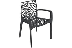METRO Professional Fauteuil de terrasse Saphir, Empilable, Plastique, 56.5 x 55 x 81 cm (Anthracite)