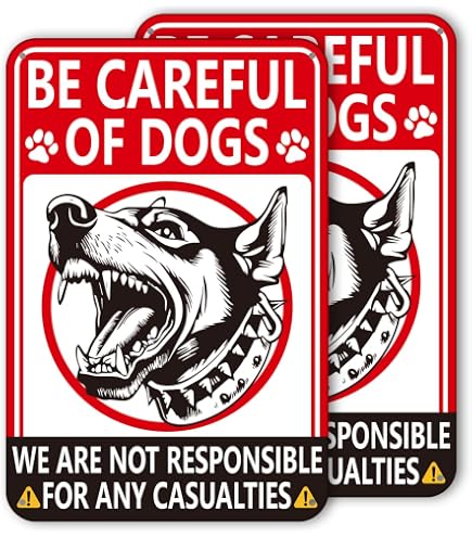 Enjoyist Warnschild „Beware Of Dog“ – 2 Stück, Aluminium 25,4 X 17,8 Cm – Wetterfest, UV-beständig, Für Innen & Außen