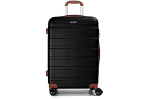 CALDARIUS Suitcase Medium Size Hard Shell | Lightweight | 3 Digit Combination Lock | 4 Large Dual Spinner Wheels | Telescopic Handle | Medium 24" Hold Check in Luggage | (Medium 24'', Black)