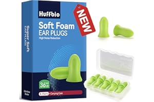 HUFFBIO Revolutionary Ear Plugs for Sleeping Soft Foam, 5 Pairs -36dB,New Noise Cancelling Design, Super Soft & Reusable, for Deep Sleeping, Block Out Snoring, Travel, Concert,Study,Work