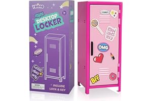 YOBRO Mini Iron Lockers, Girl Talk Locker with Lock,Small Safe Box for Money, Miniature Storage Locker for Desk Bedroom Home Office School, Little Gift for Girls, Metal (Pink&Rose)